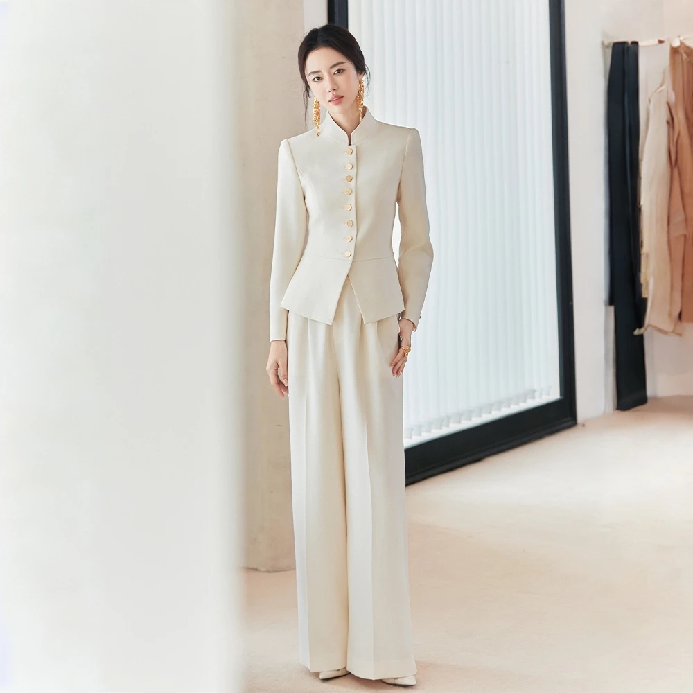 复古中国风西装套装女2025秋冬新款新中式单排扣老钱西服外套长裤
