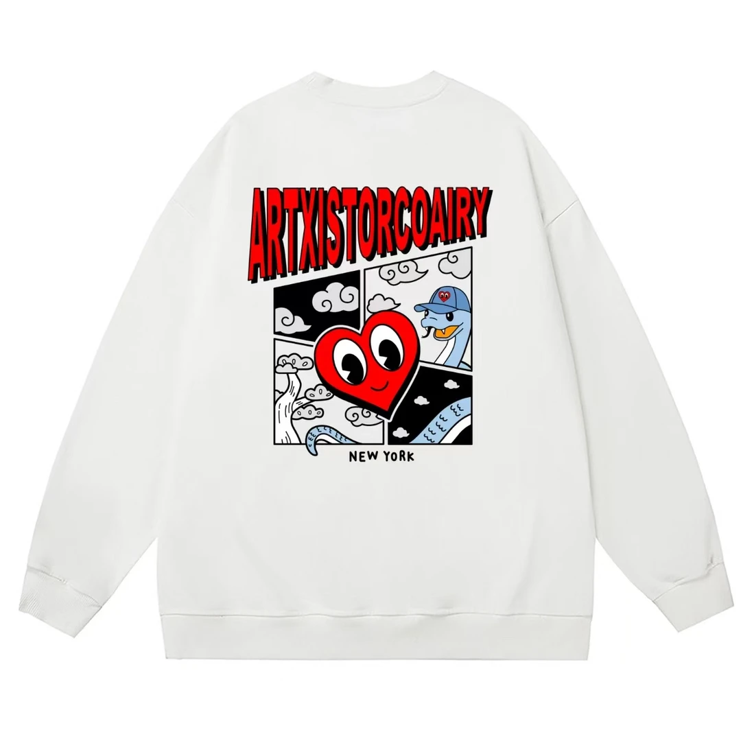 【OY】ART桃心蛇年限定印花加绒圆领卫衣