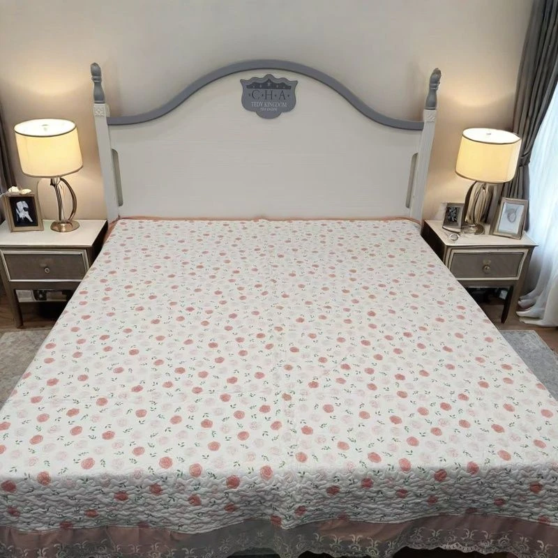 《蕾丝边床裙》四季款通用简约小清新床盖亲肤柔软双面++