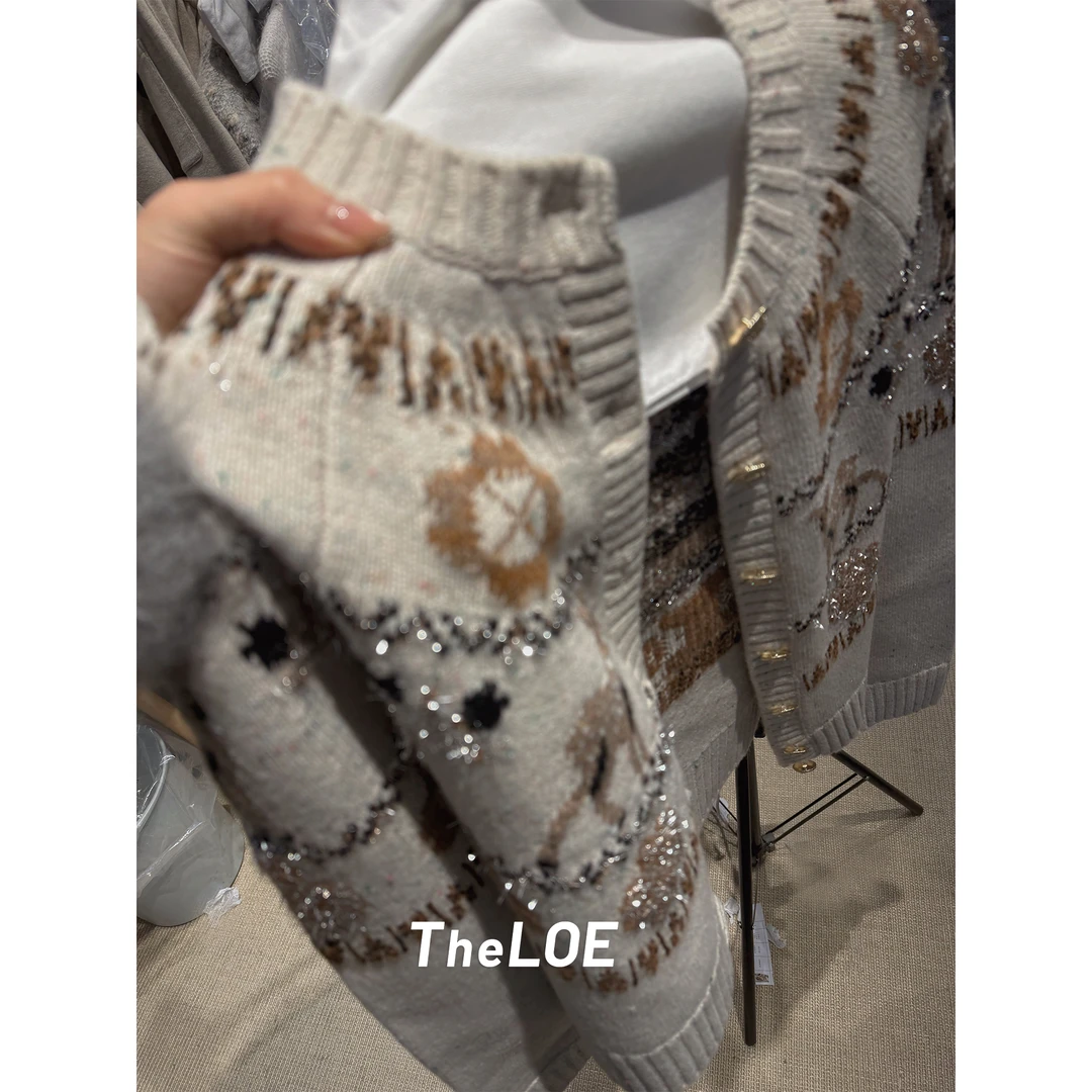 TheLOE/小鹿羊毛圆领减龄单排扣针织开衫#LE-KS001