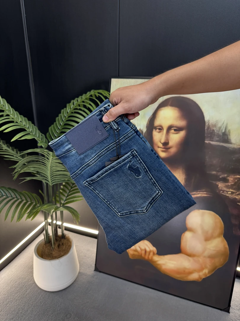 【KC专属】秋新款深海蓝时尚百搭宽松弹力修身小直筒男裤子