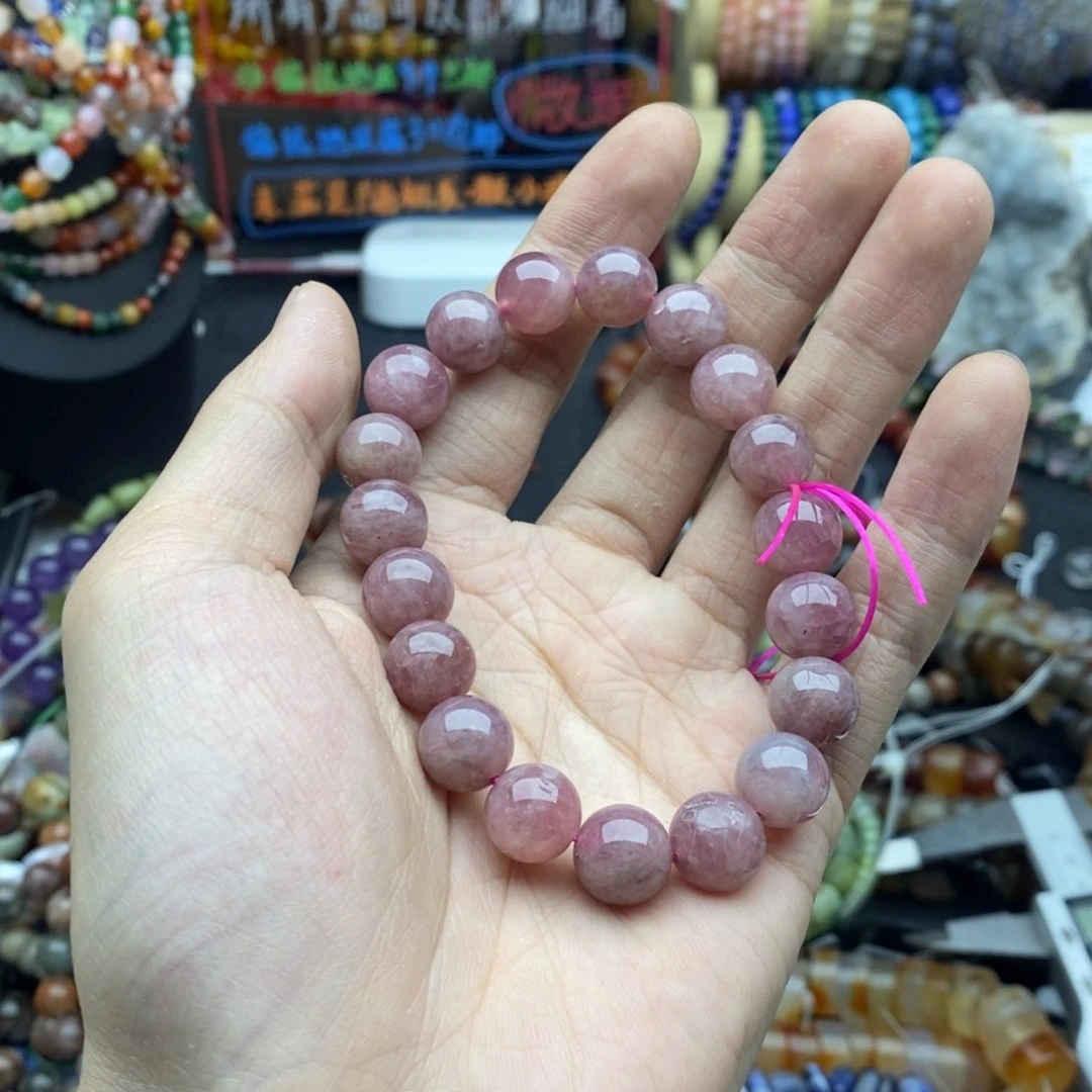 玛瑙/玉髓未镶嵌珠宝半成品一条天然11.5mm紫马粉A481