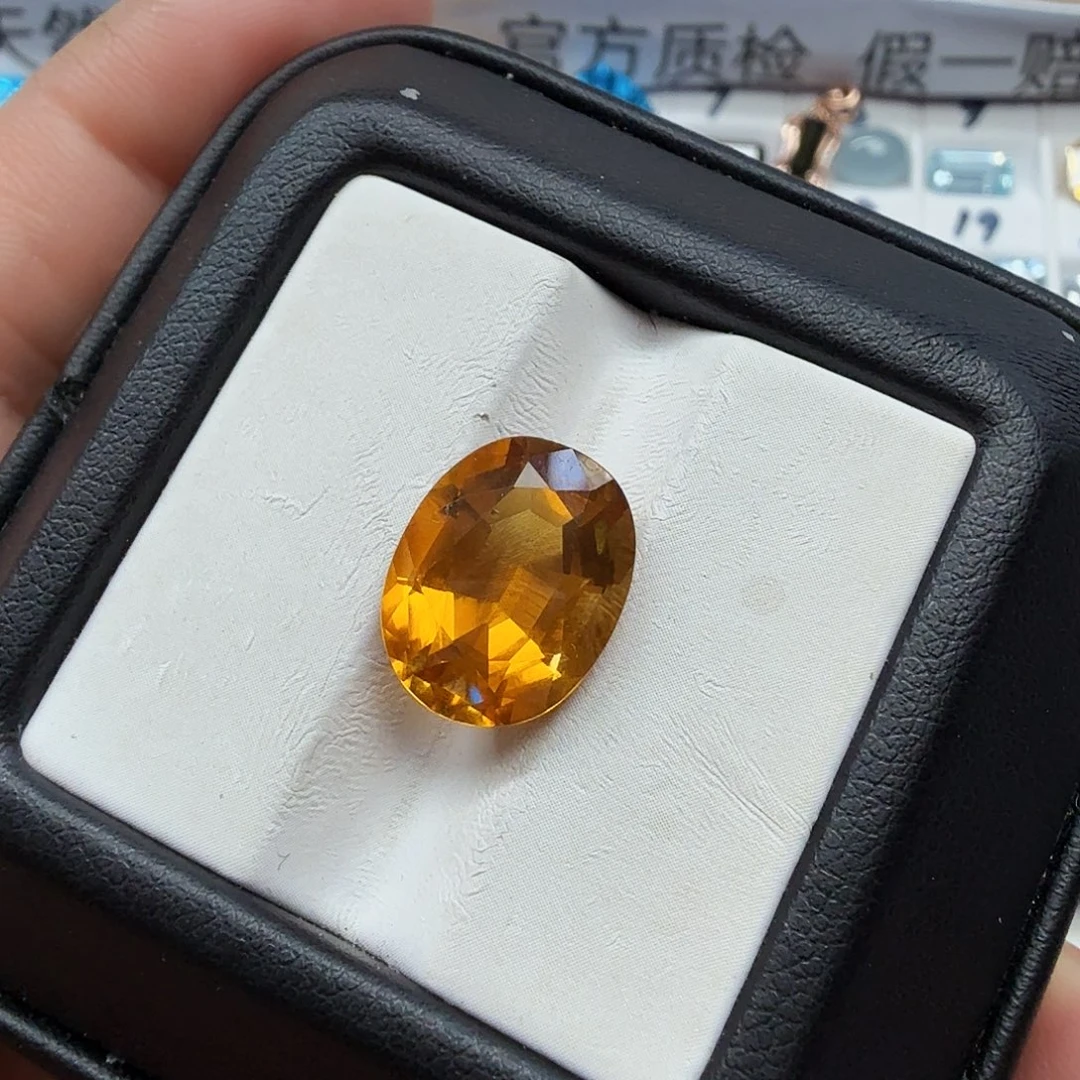 珠宝半成品黄晶未镶嵌福利款天然黄水晶卡14×11