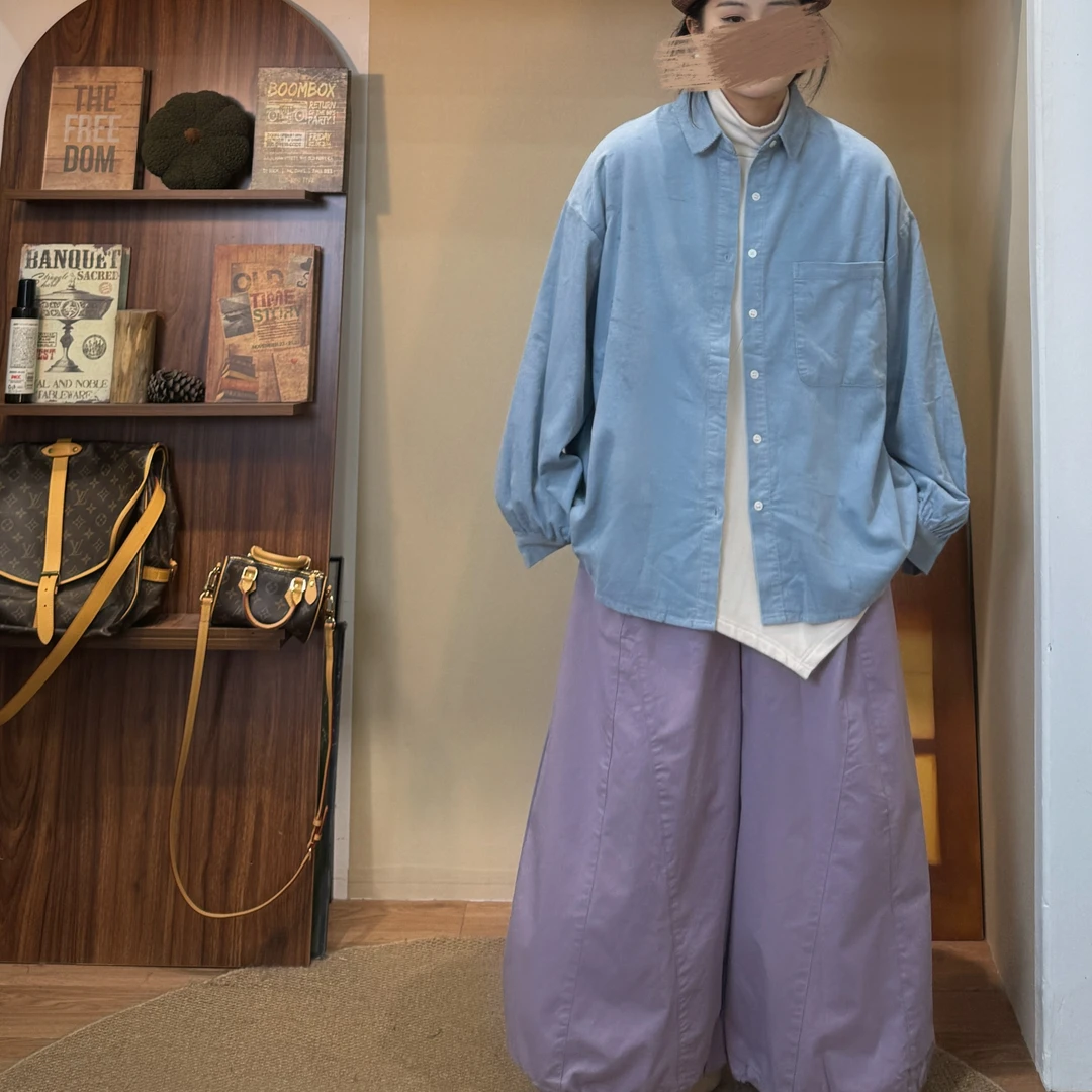 秋季新款宽松休闲百搭慵懒风长袖衬衣8301