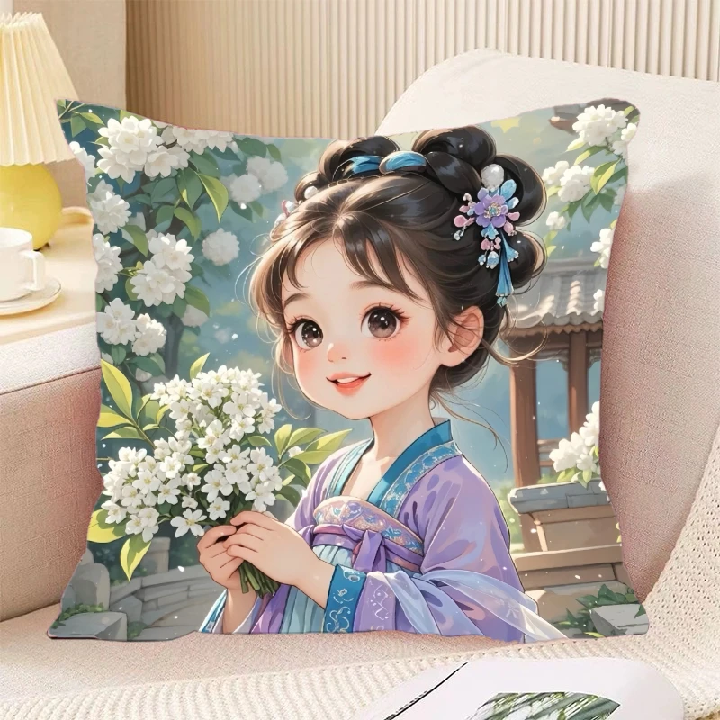 卡通古风女孩十字绣2025新款抱枕手工刺绣沙发靠枕装饰满绣diy