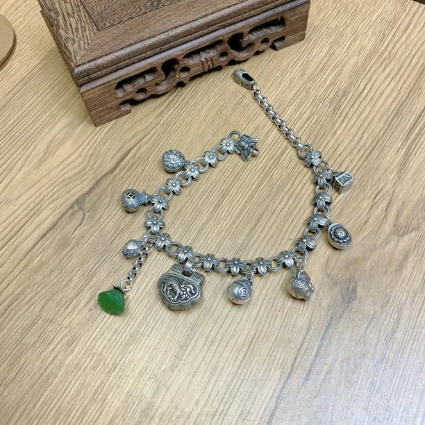 925银银制品 英英手工制作银脚链