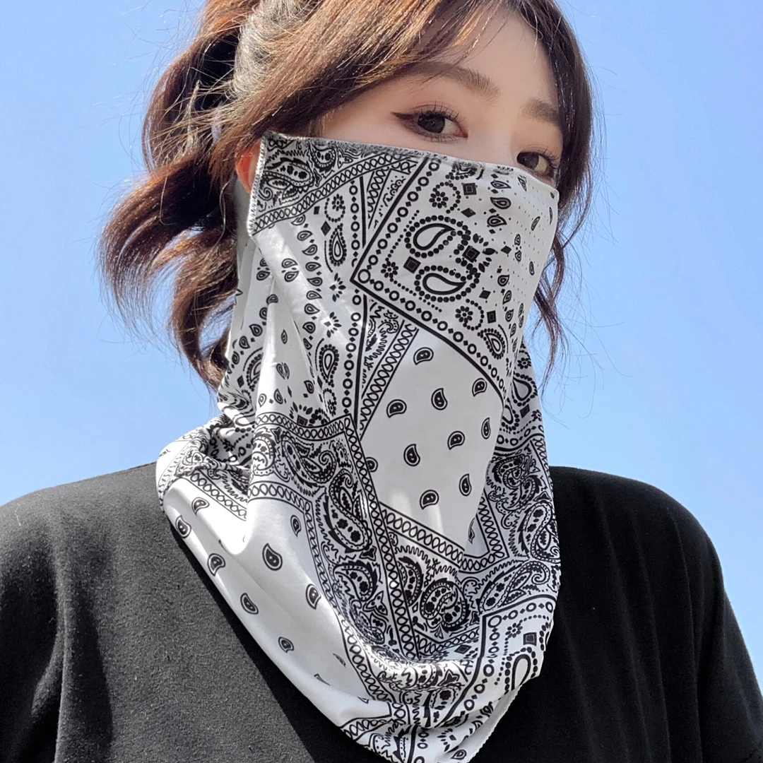 骑行面罩男女全脸冰丝防晒面罩挂耳护脖子透气孔面巾遮阳面纱遮脸