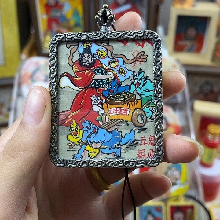 孤品朱砂项链奎爷五鬼运财锌合金