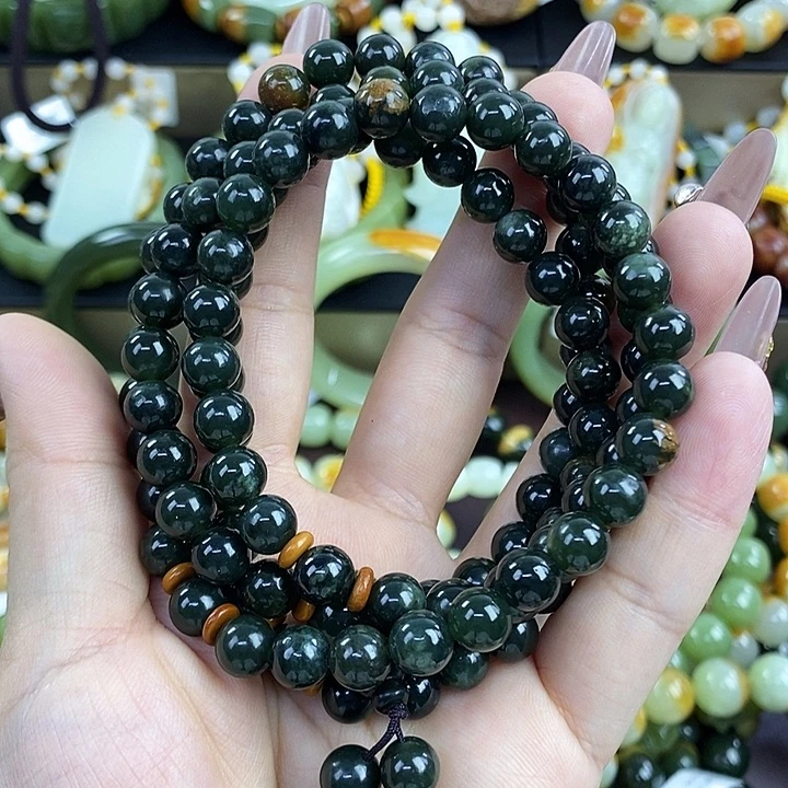 透闪石质玉未镶嵌手串108粒卡8