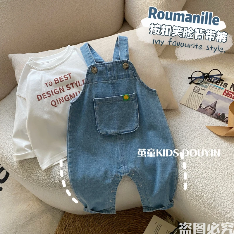 【麦麦妈】C179春秋小童按扣笑脸连体裤背带裤冬季新品男女宝宝可爱