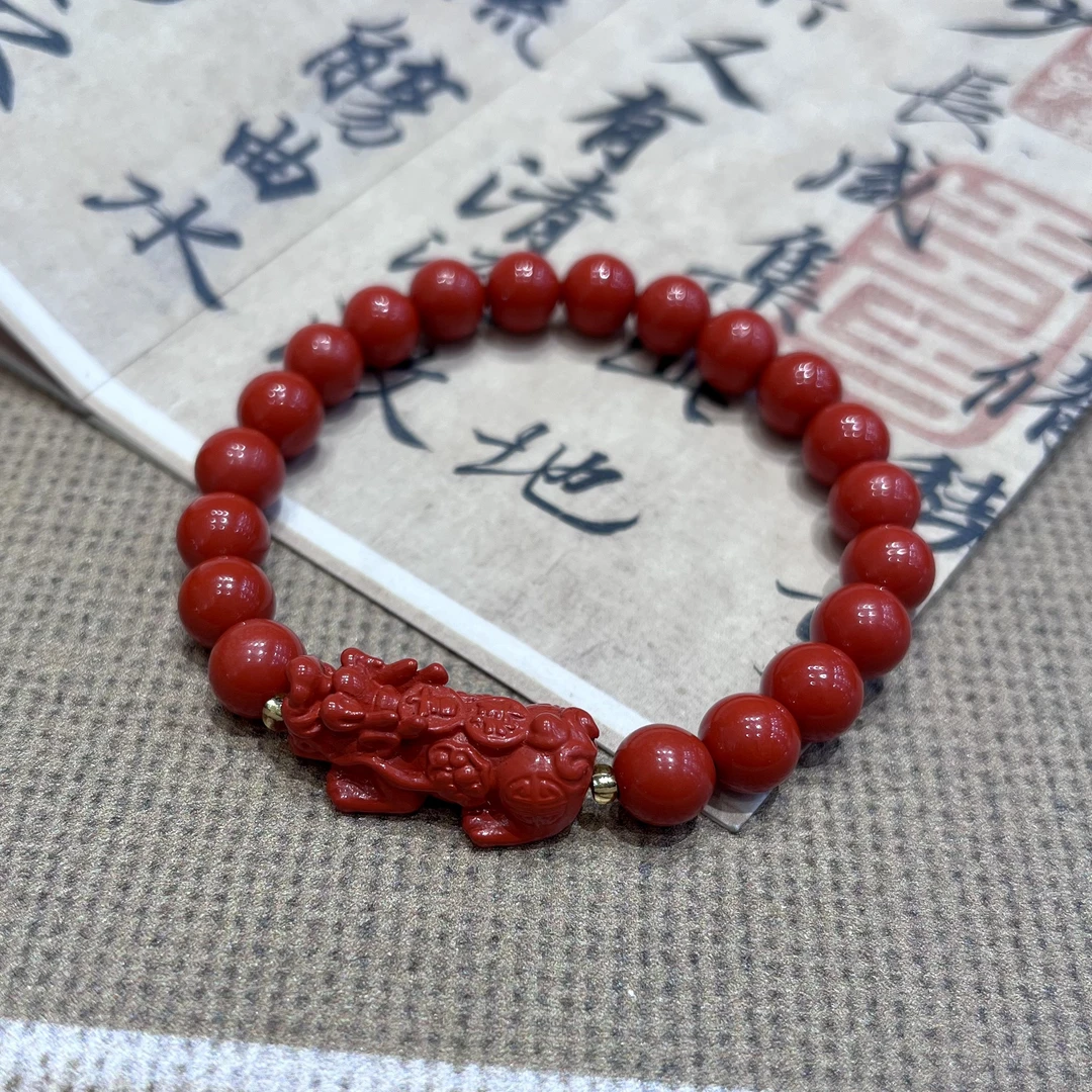 含辰砂工艺品钱串貔貅水飞砂手串
