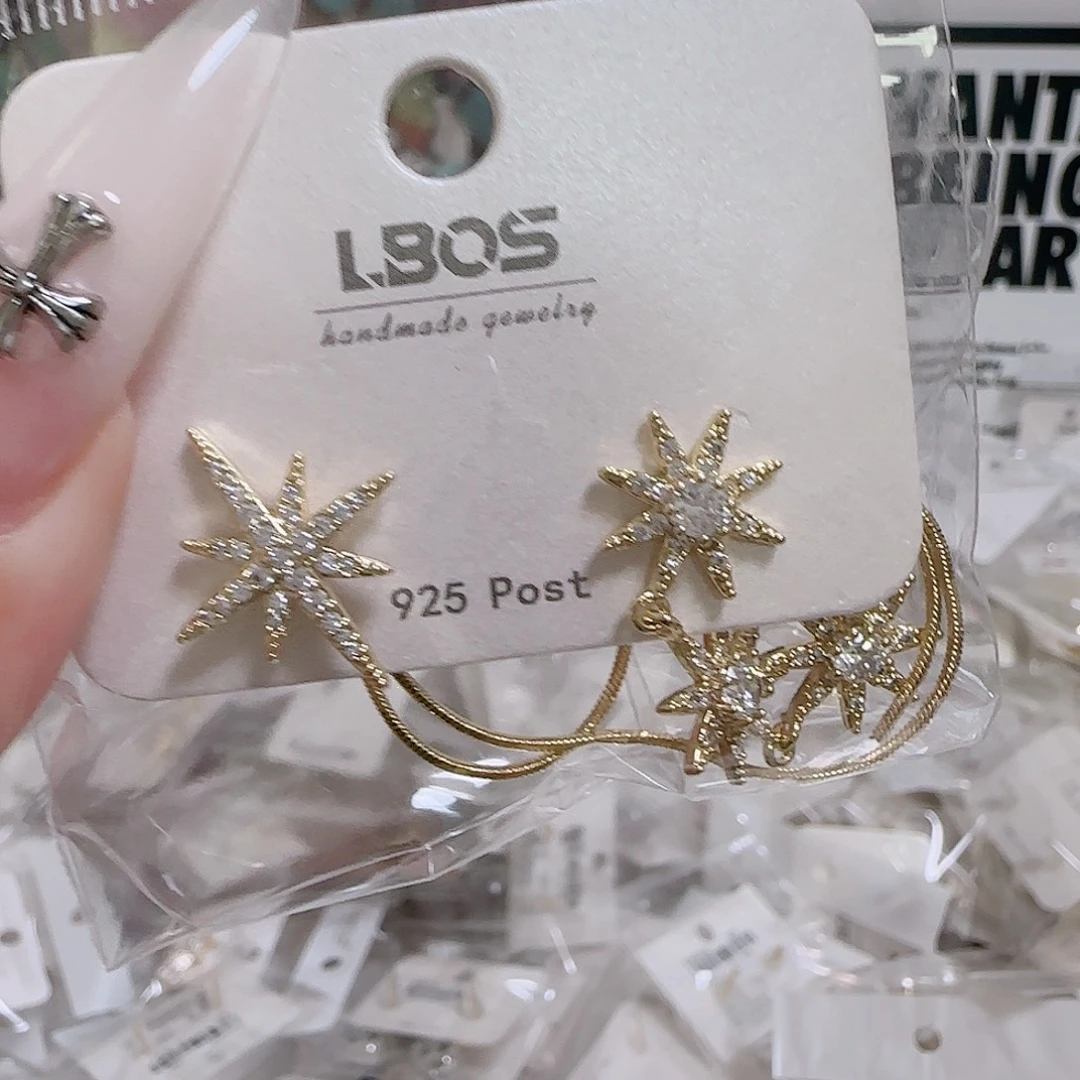 铜合金锆石925银耳环