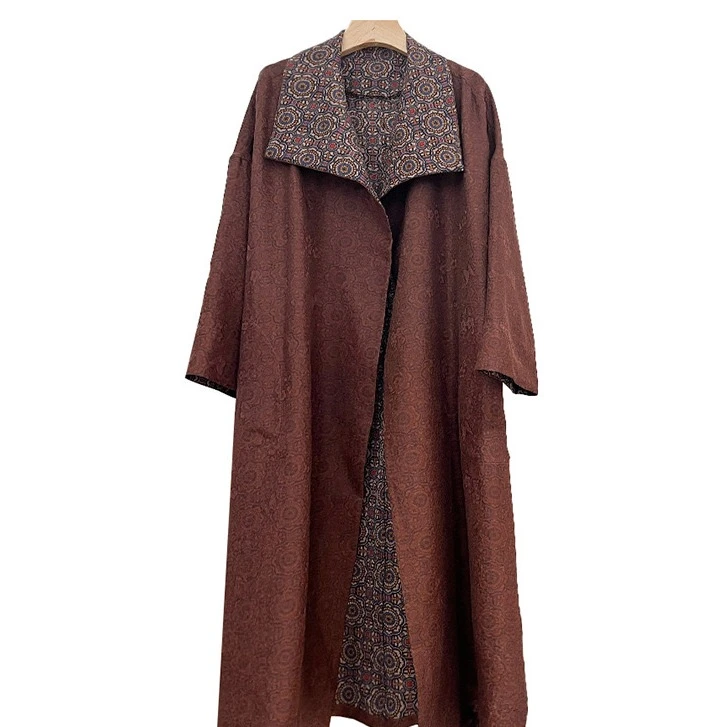 拽姐风衣 红云纱满萝桑蚕丝风衣外套（231792）