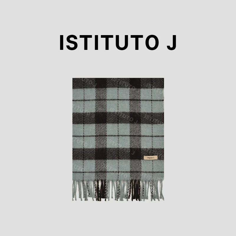 ISTITUTO J秋冬季时尚经典百搭格纹保暖加厚情侣羊毛混纺围巾