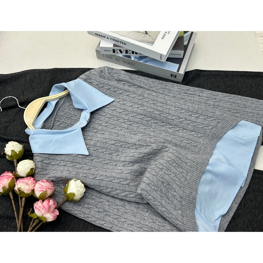 【灰色假两件】长袖气质款显瘦上衣QC2145