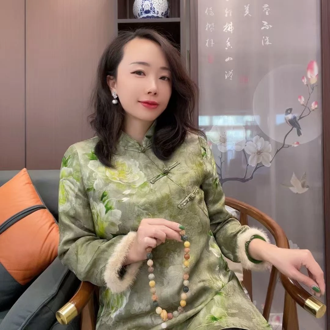 大明湖畔复古中式立领挂里上衣
