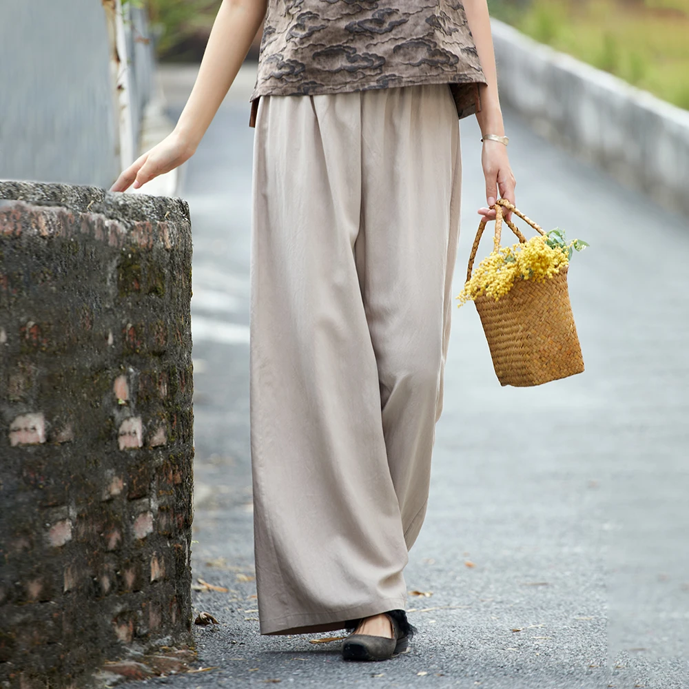 布小匠原创非遗莱赛尔显瘦宽松轻薄休闲裤女春季松紧腰百搭款长裤