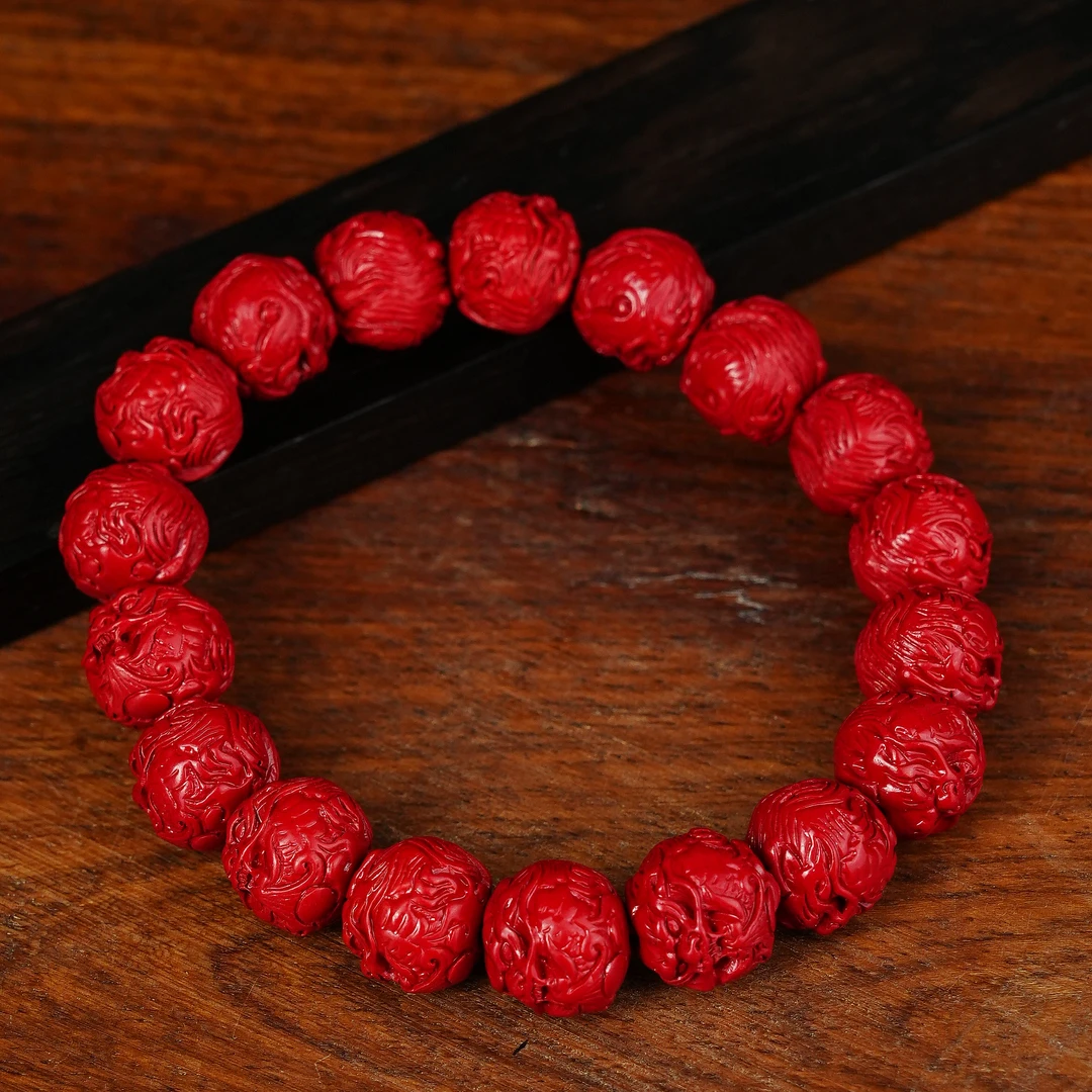 含辰砂工艺品R*朱砂龙头手串@YM008121608@
