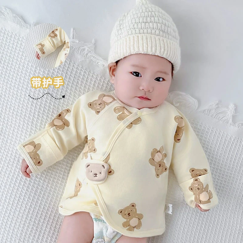 婴儿衣服初生儿半背衣卡通无骨新生儿内衣纯棉和尚服上衣宝宝春夏