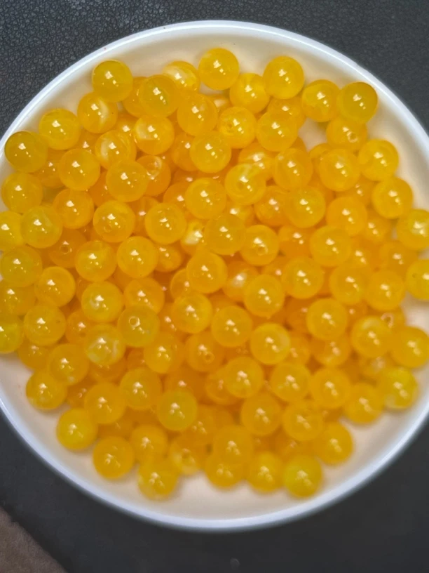 天然琥珀蜜蜡散珠 满蜜鸡油黄Y2280（卡6MM） 50颗（赠弹力绳）