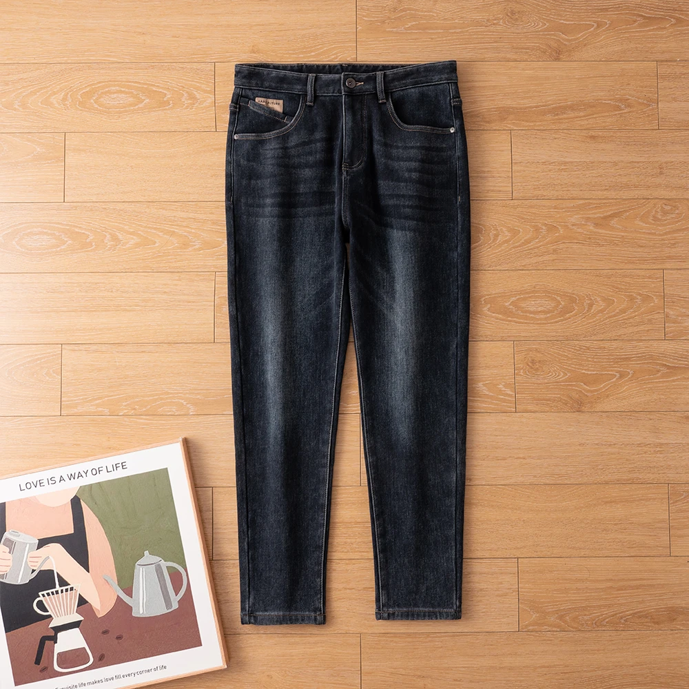 撤柜剪标男裤！加绒加厚！牛仔裤男直筒宽松休闲裤秋冬保暖裤子百搭