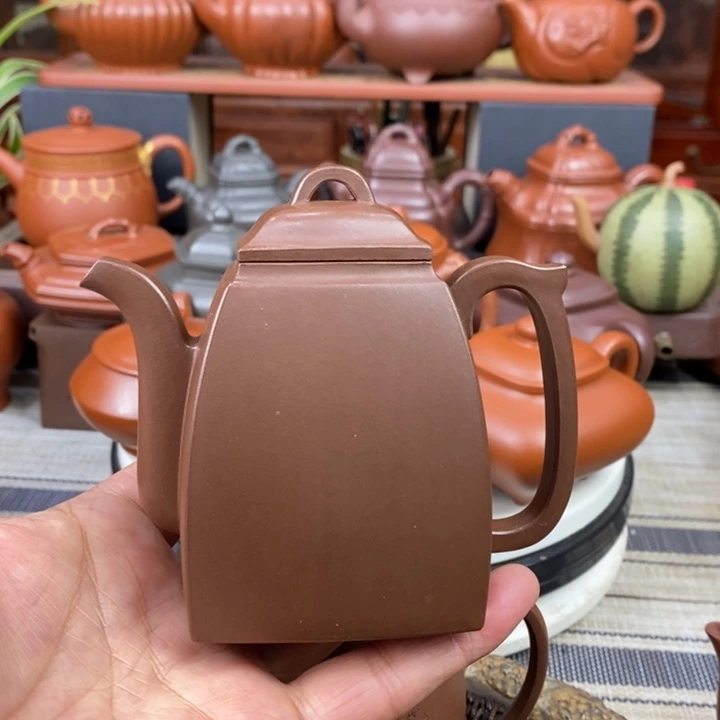 紫砂茶壶汉方200cc原矿文革老紫泥特价