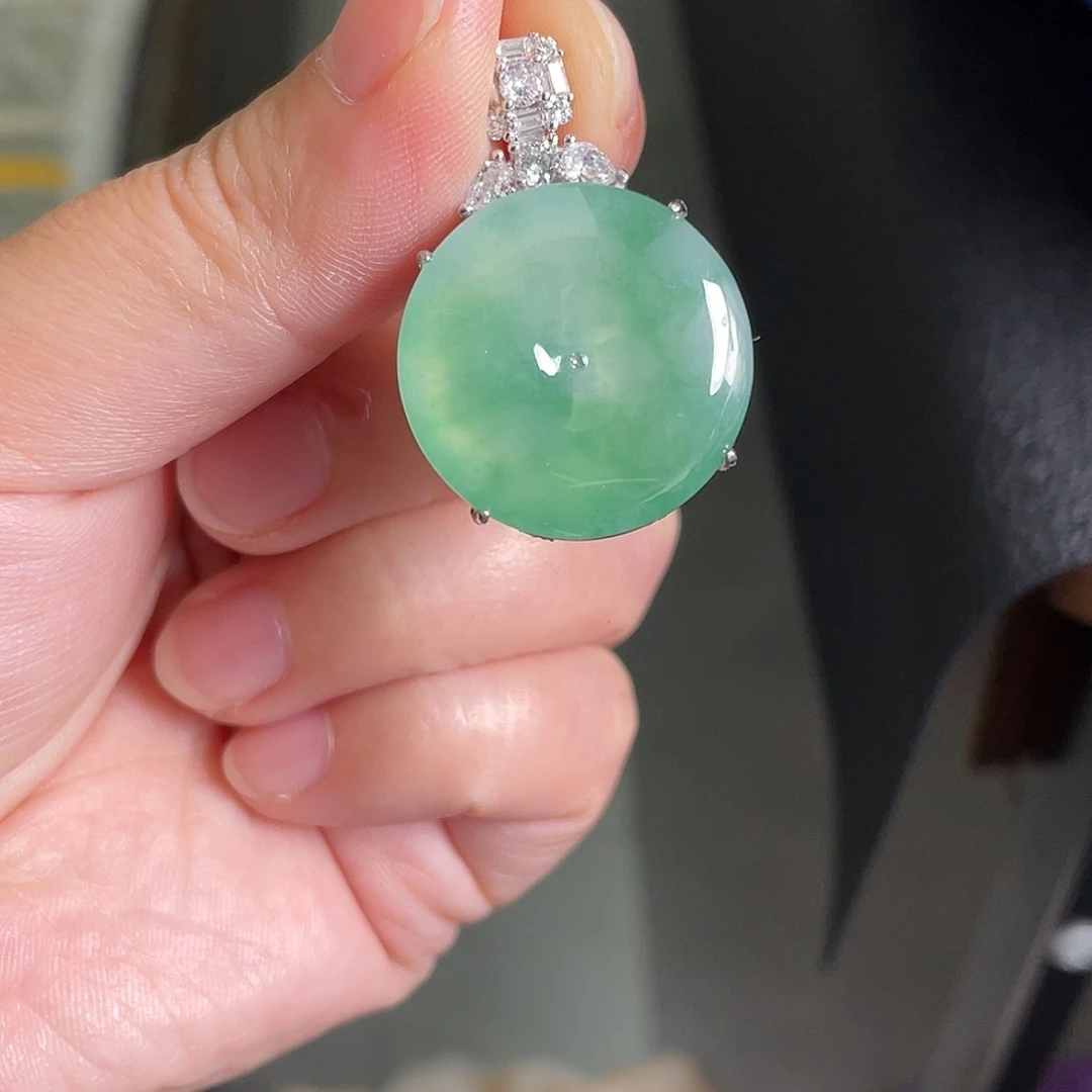 翡翠银S925镶嵌吊坠(不含链)