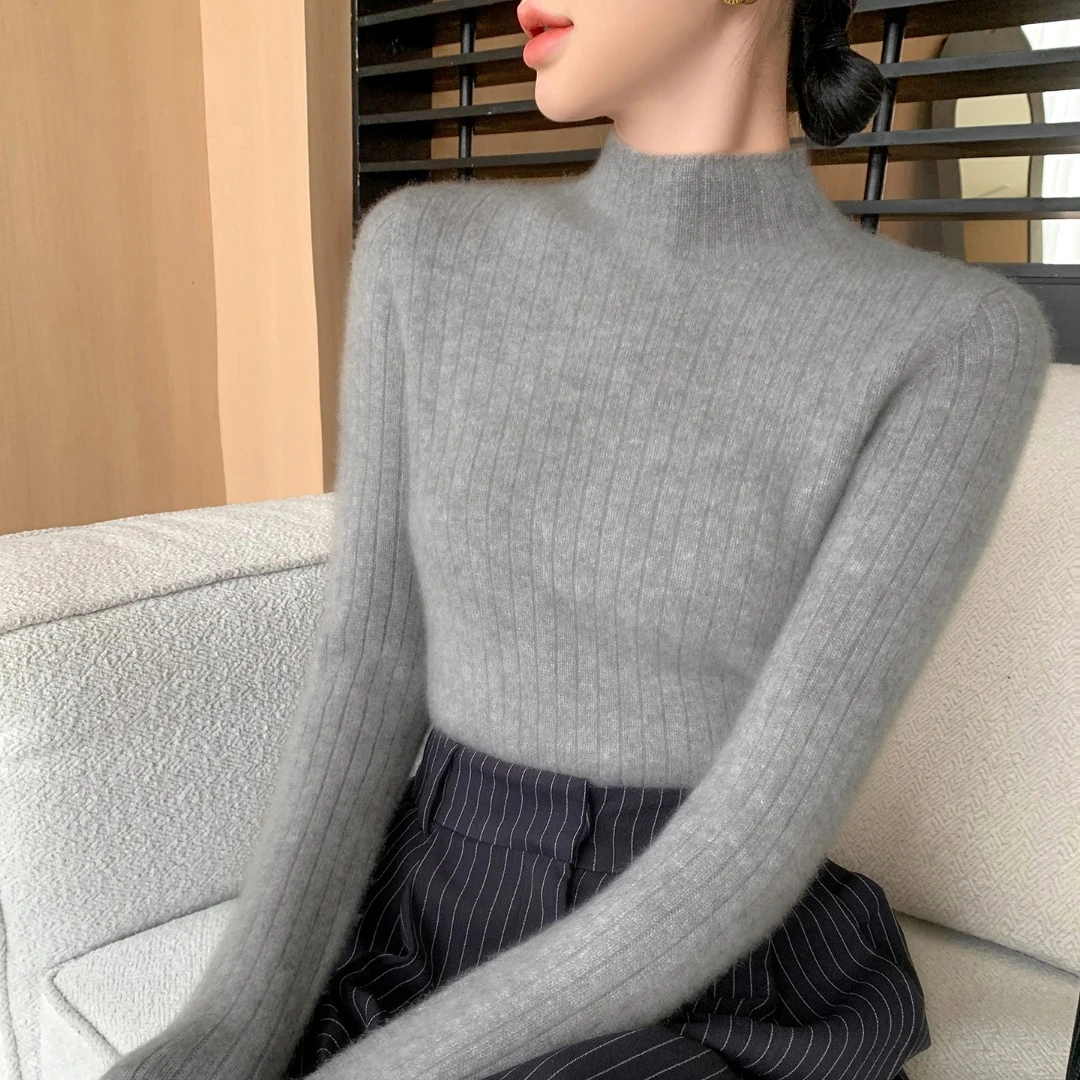 【巨百搭】100%山羊绒一线成衣工艺打底毛衣秋冬显瘦半高领