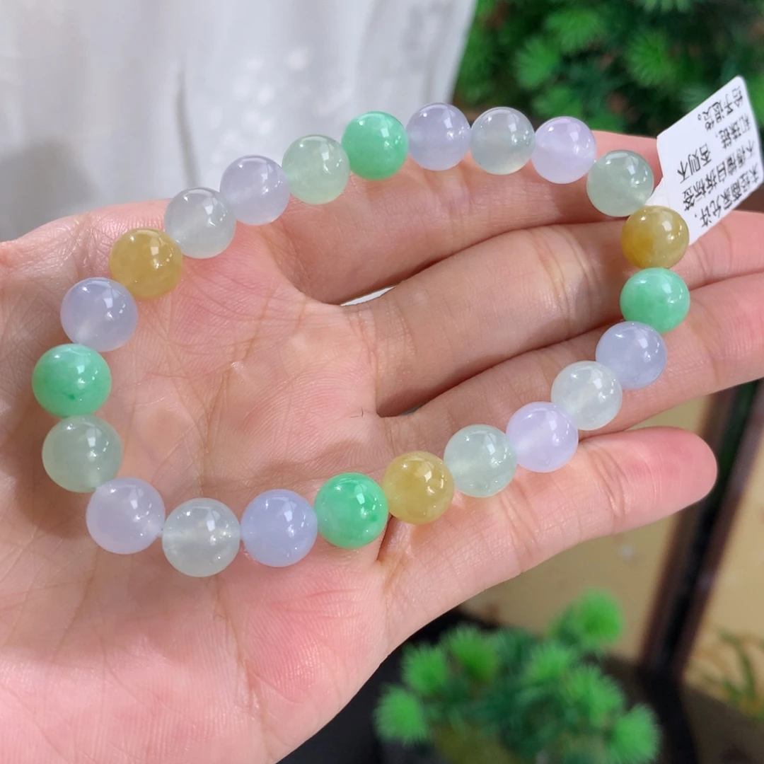 翡翠未镶嵌手串卡8冰胶多宝手串