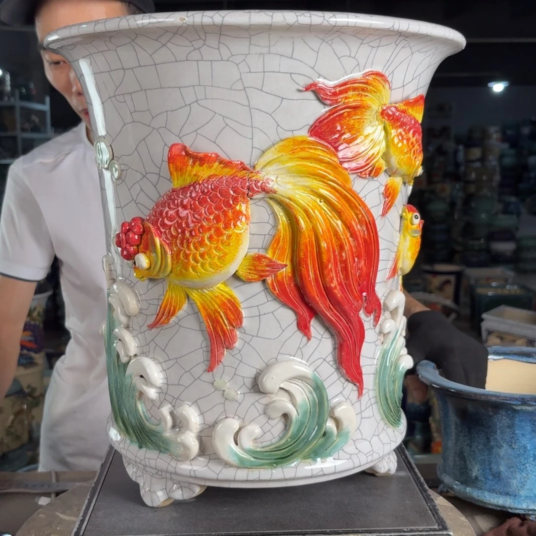 一风堂石湾花盆 内30*35拼接痕迹