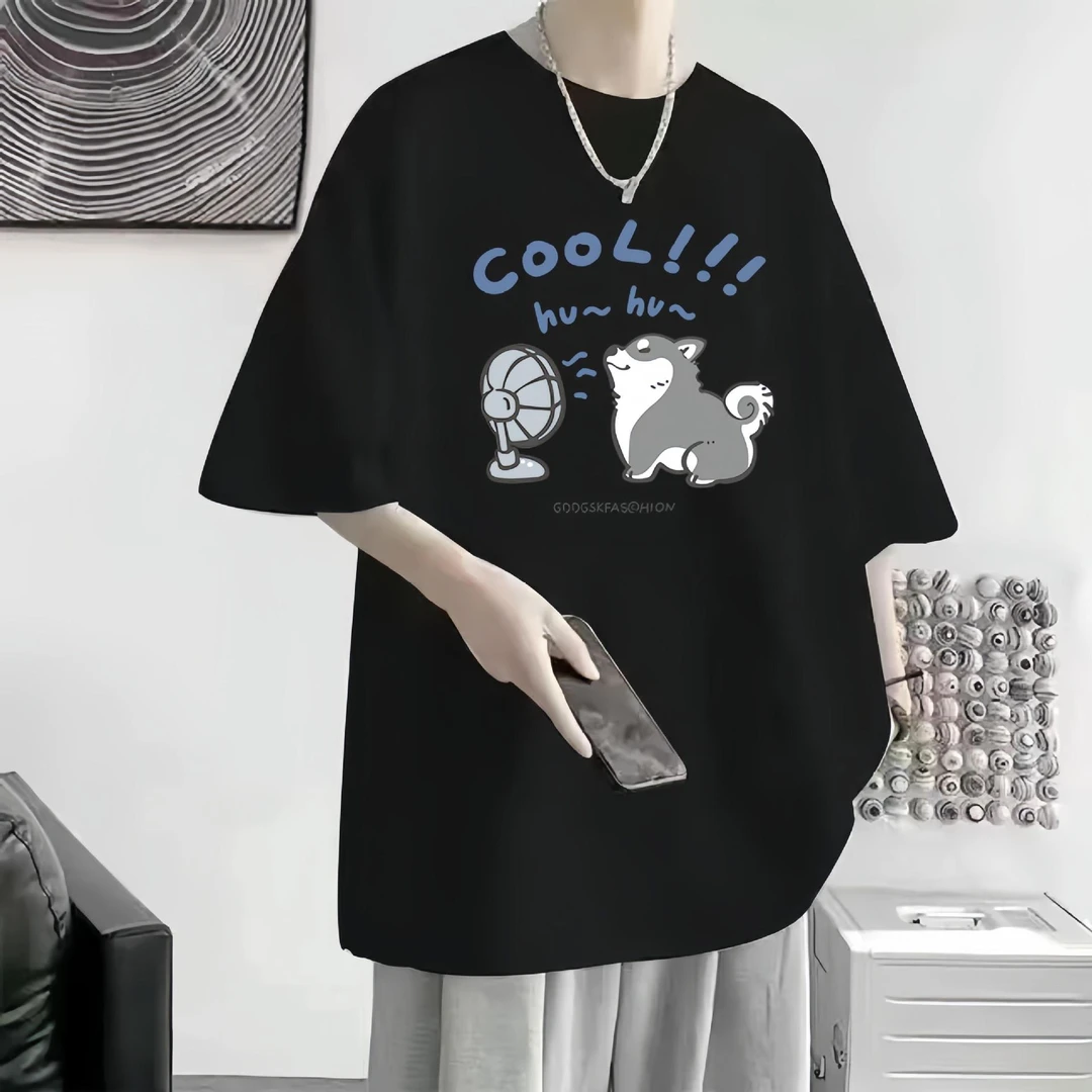 美式短袖t恤男夏季薄款透气宽松半袖上衣服男士潮牌印花休闲体恤