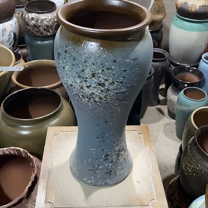 紫砂花盆口17高度41蓝泼墨……