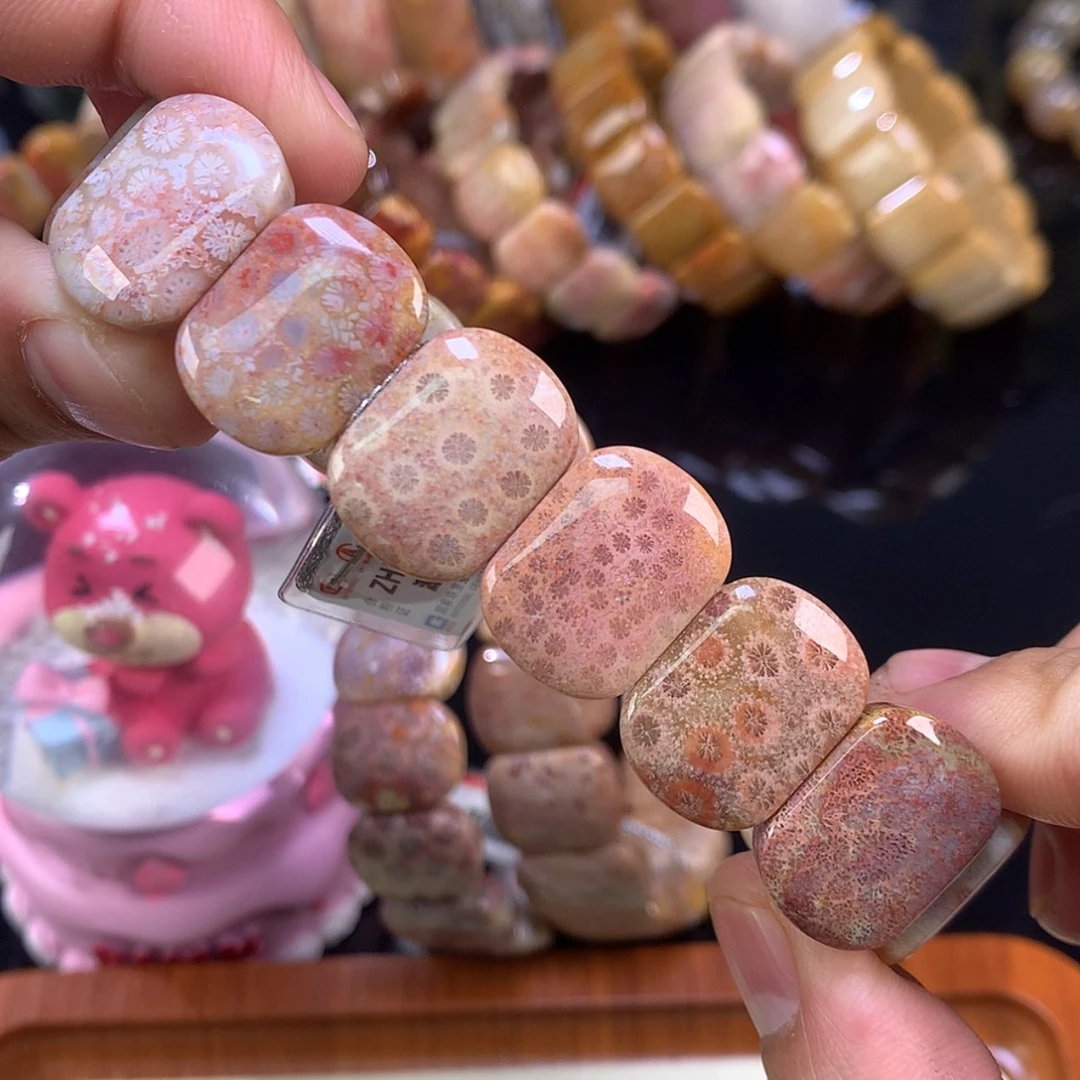 【闪购商品】颈饰未镶嵌硅化珊瑚（珊瑚玉）17号紫红彩小花花