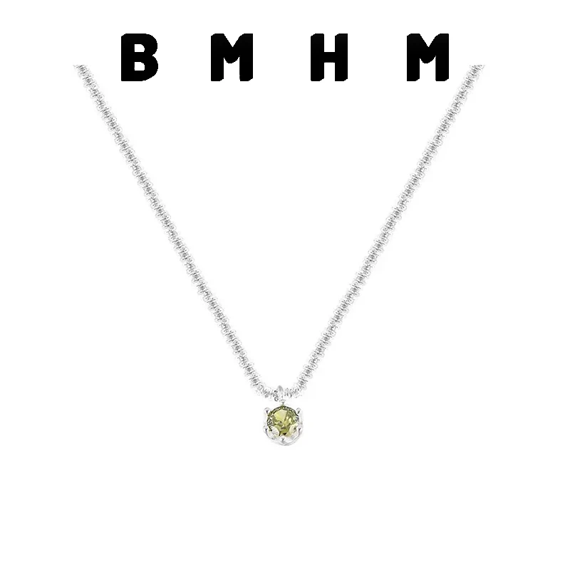BMHM 铜合金项链 波光粼粼项链女绿钻小众设计感森系温柔仙气百搭