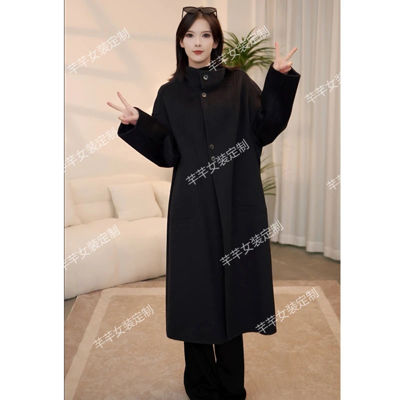 高级感双面羊毛大衣女2025秋冬新款韩版中长款宽松显瘦羊毛呢外套