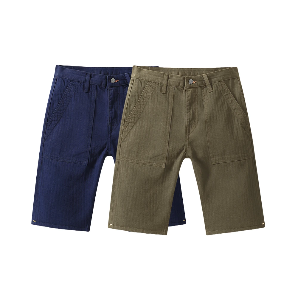 【典藏牛】D087中高腰工装短裤美式复古军绿直筒纯棉无弹男士短裤