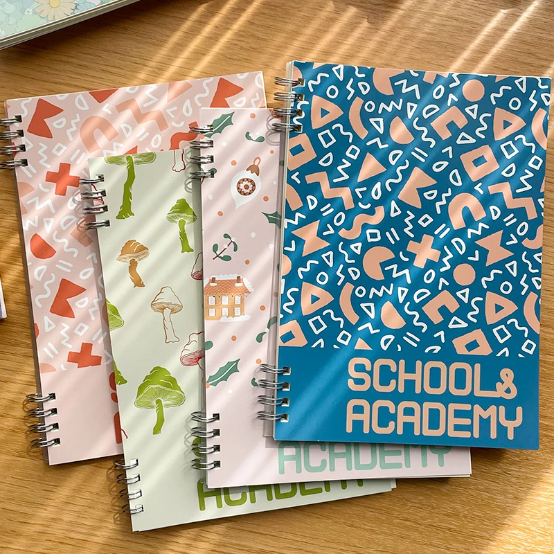 A5铁线圈笔记本学生笔记本8孔铁线圈白色米黄色护眼纸张易撕