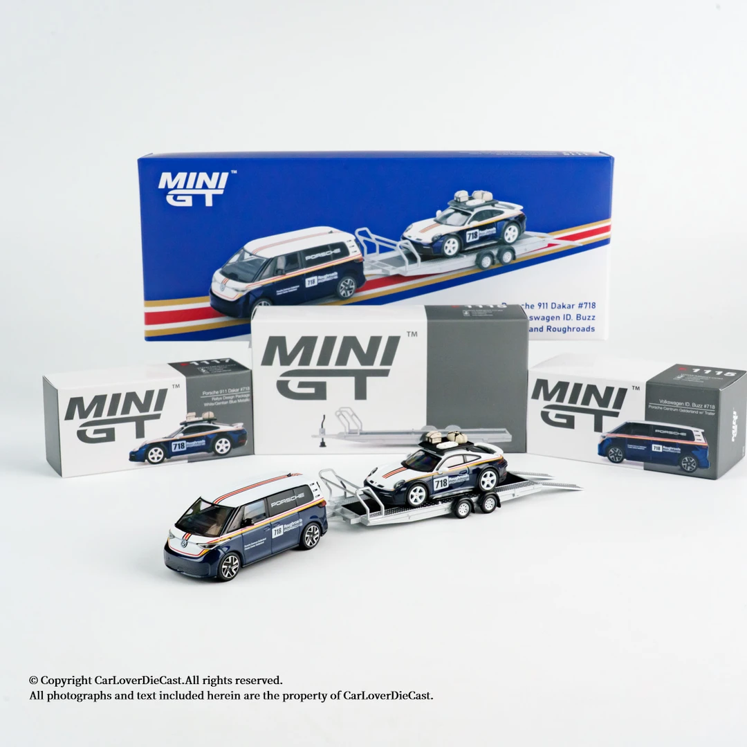 MINIGT 1:64 保时捷 911 达喀尔 #718+ ID.Buzz 双车套 车模#0019