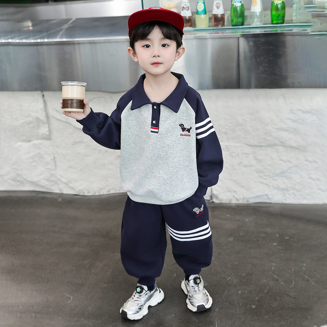 男童秋装Polo衫套装2025新款洋气儿童衣服男孩宝宝春秋季两件套潮