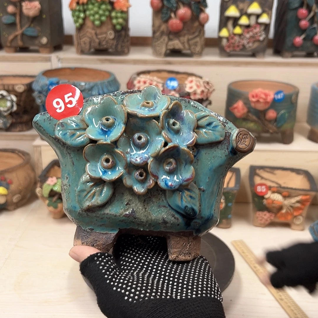 紫砂花盆95号内口15×9外高11