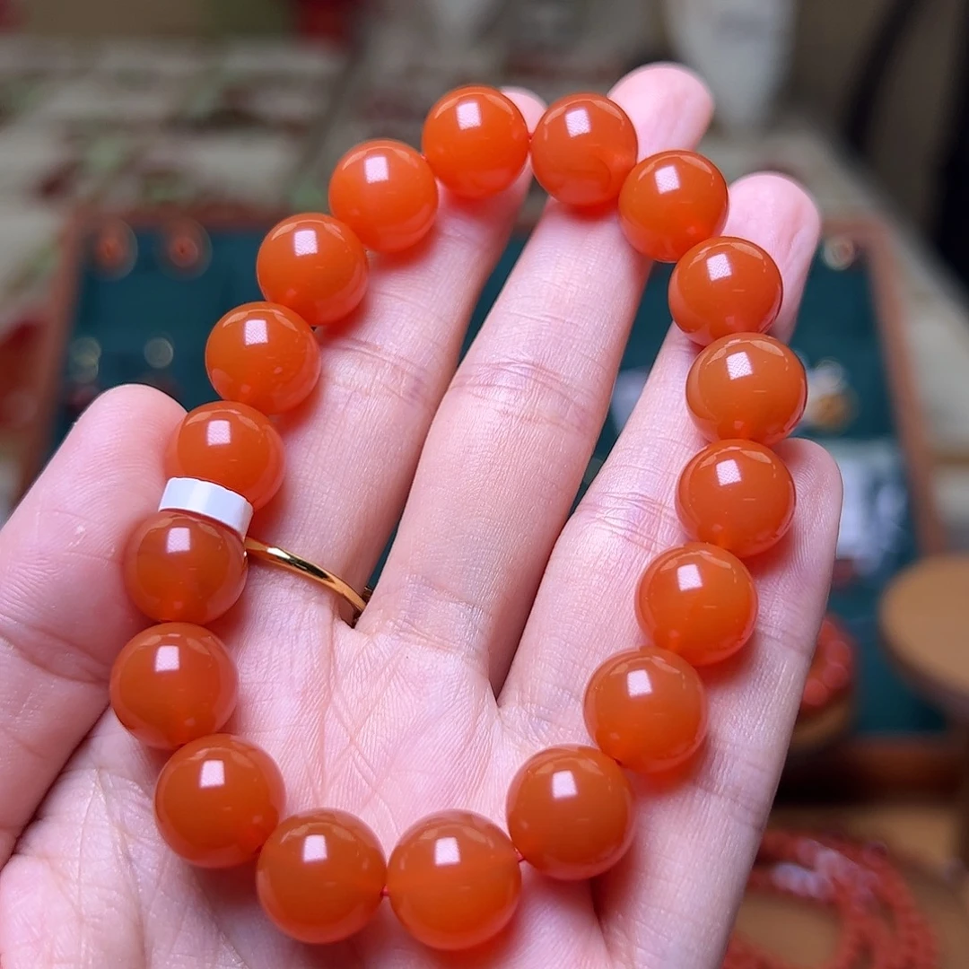 抖***球南红玛瑙未镶嵌C保山冷水河11mm+