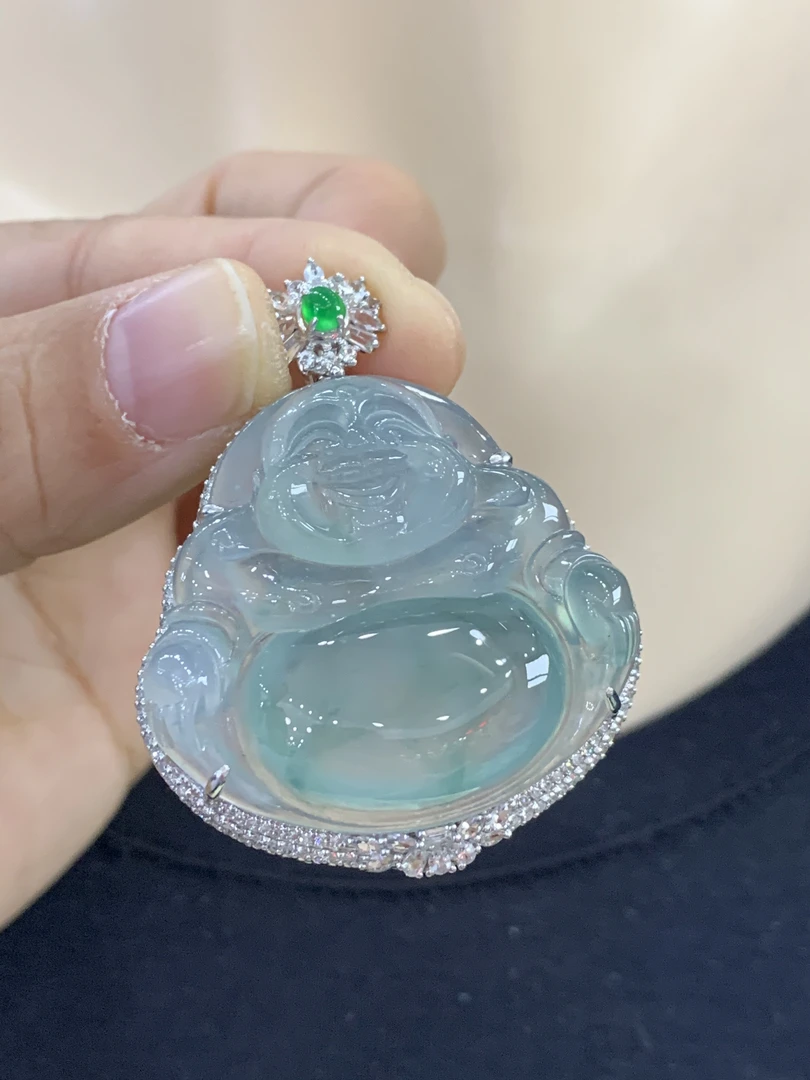 18k金镶嵌，飘花大佛公，完美