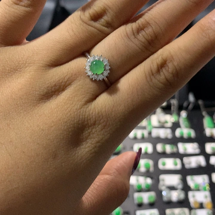 银S925镶嵌翡翠耳饰