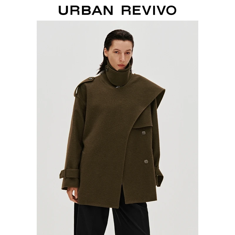 【秀场同款】UR2025冬季新款女装流光风腰带大衣外套UWJ150094