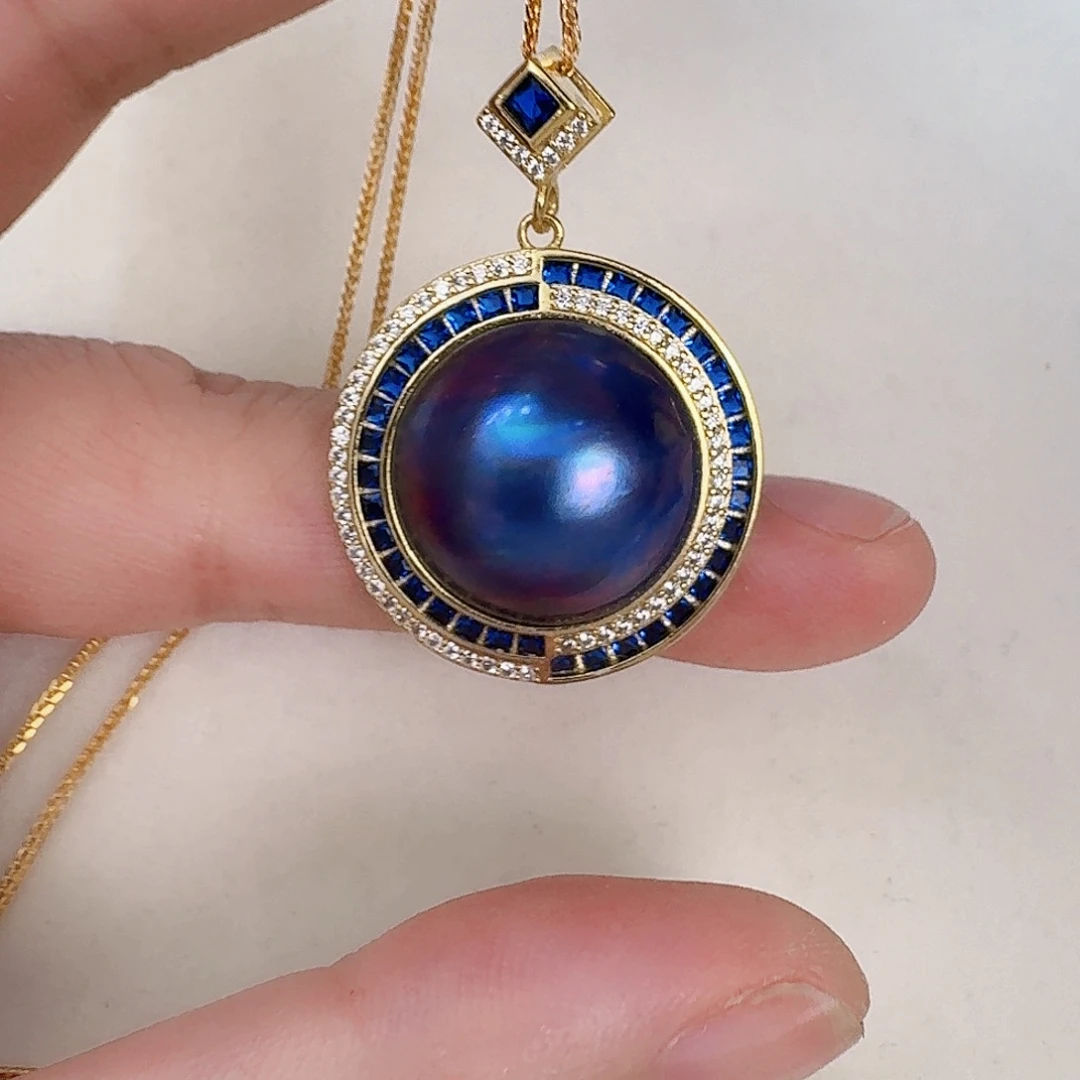 拼合珍珠（马贝珠）颈饰银S925镶嵌