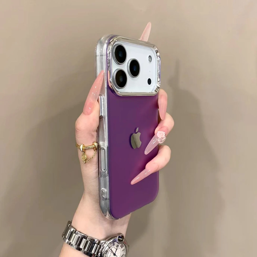 新款高级彩银适用苹果17手机壳iPhone16硬壳15ProMax简约1413男女