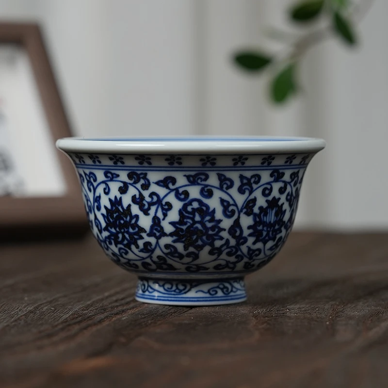 永乐缠枝大压手杯120cc纯手工手绘主人杯moshe760