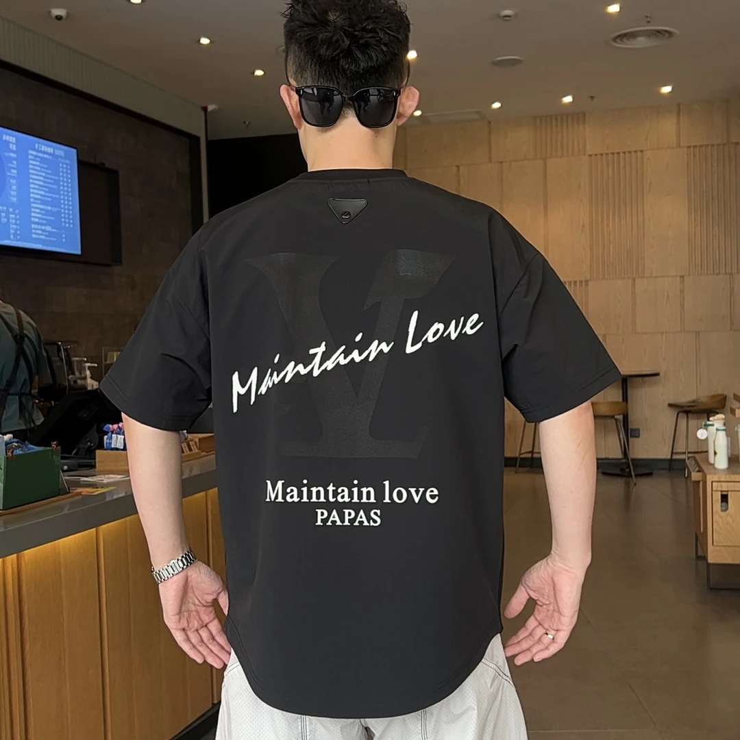 DB 男装夏季新款潮牌字母透气打孔圆领T恤男洋气时尚短袖-8123