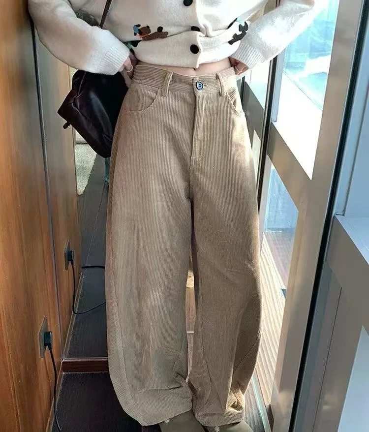 1144  女秋季韩系松弛感高腰显瘦阔腿长裤C92