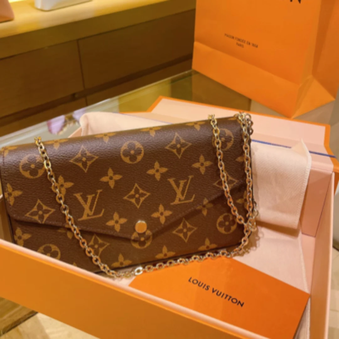 99新 LouisVuitton/路易威登 经典老花三合一链条单肩包（全原）